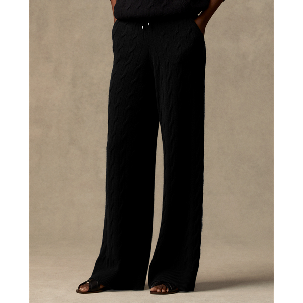 Black Cable-Knit Cashmere Palazzo Trouser Ralph Lauren Collection 4