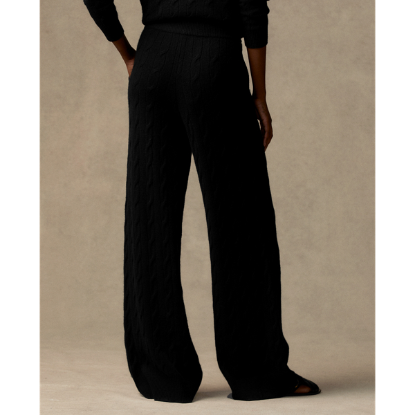 Black Cable-Knit Cashmere Palazzo Trouser Ralph Lauren Collection 5