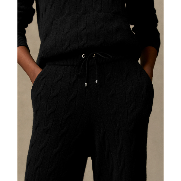 Black Cable-Knit Cashmere Palazzo Trouser Ralph Lauren Collection 6
