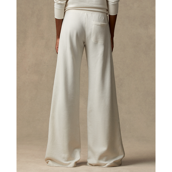 Classic Cream Cotton-Blend-Fleece Palazzo Trouser Ralph Lauren Collection 5