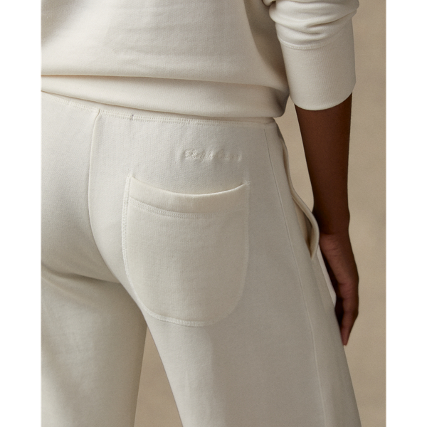 Classic Cream Cotton-Blend-Fleece Palazzo Trouser Ralph Lauren Collection 6