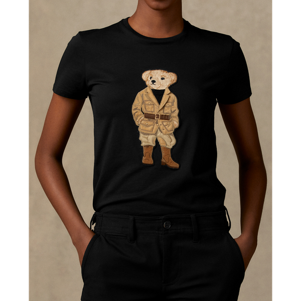 Black Safari Polo Bear Cotton T-Shirt Ralph Lauren Collection 6