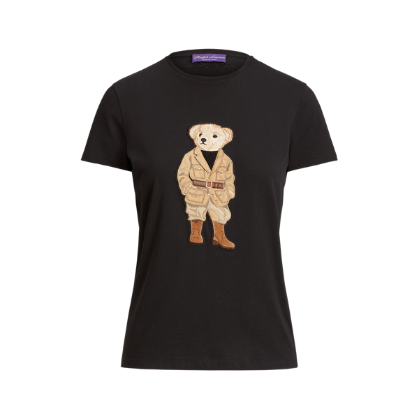 Black Safari Polo Bear Cotton T-Shirt Ralph Lauren Collection 2