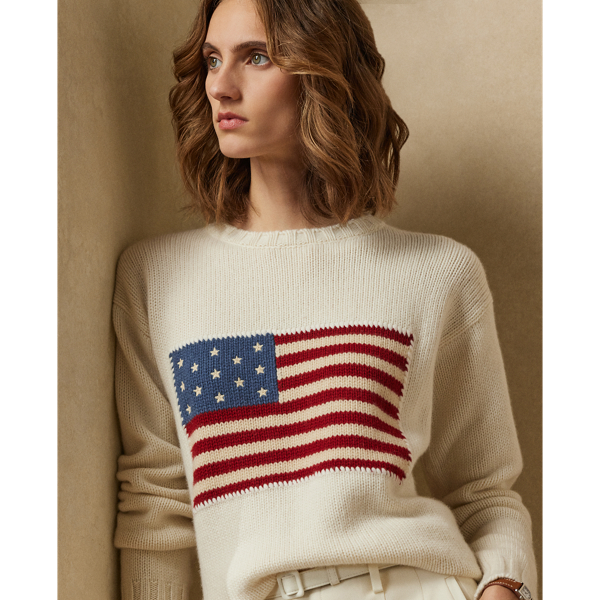 Kaschmirpullover mit Flagge Ralph Lauren Collection in Lux-Creme mit Flagge 6