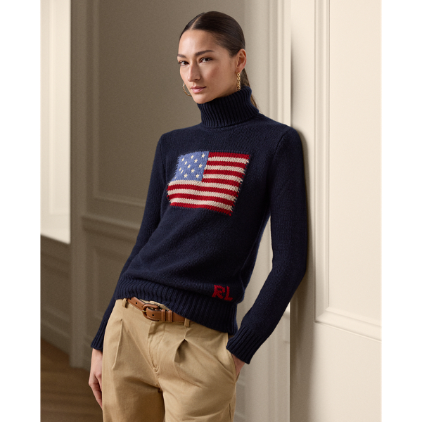 Flag Cashmere Turtleneck Sweater