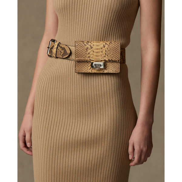 G&uuml;rtel mit Tasche aus Pythonleder Ralph Lauren Collection in Sandbraun 3