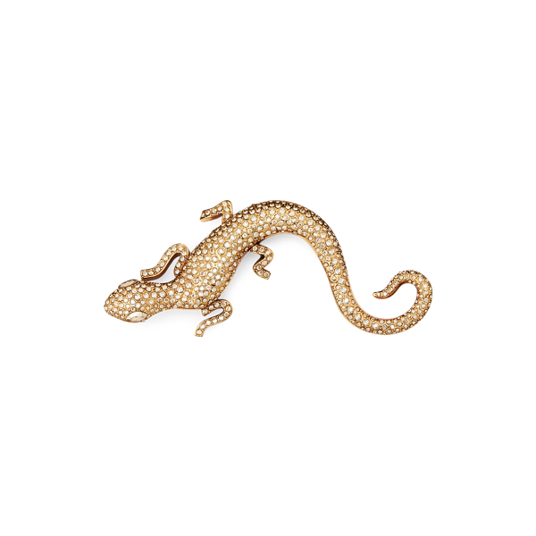 Crystal-Embellished Gecko Brooch