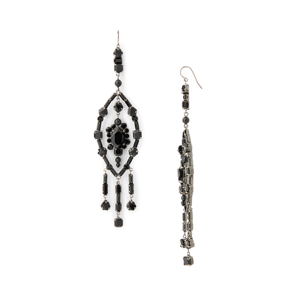 Pendientes de pedrer&iacute;a de cristal Ralph Lauren Collection en Gris plomo oscuro/negro 2