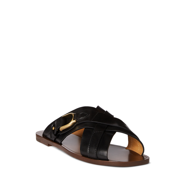 Black Jacie Calfskin Stirrup Sandal Ralph Lauren Collection for summer 2