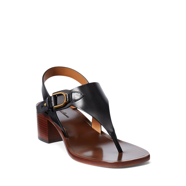 Black Julie Welington Calfskin Sandal Ralph Lauren Collection 2