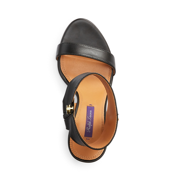 Black Kerstin Welington Calfskin Sandal Ralph Lauren Collection 4