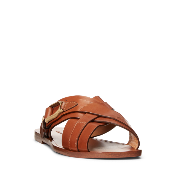 Sandales &eacute;trier Jacie en vachette Ralph Lauren Collection en Or 2