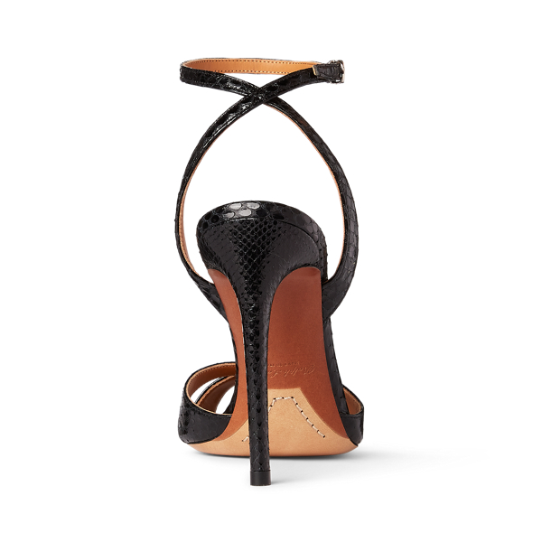 Black Kandice Ayers Snakeskin Sandal Ralph Lauren Collection 3