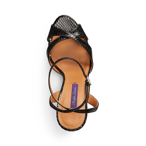 Black Kandice Ayers Snakeskin Sandal Ralph Lauren Collection 4