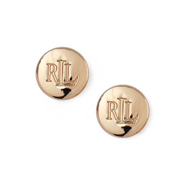 Orecchini dorati con logo e clip