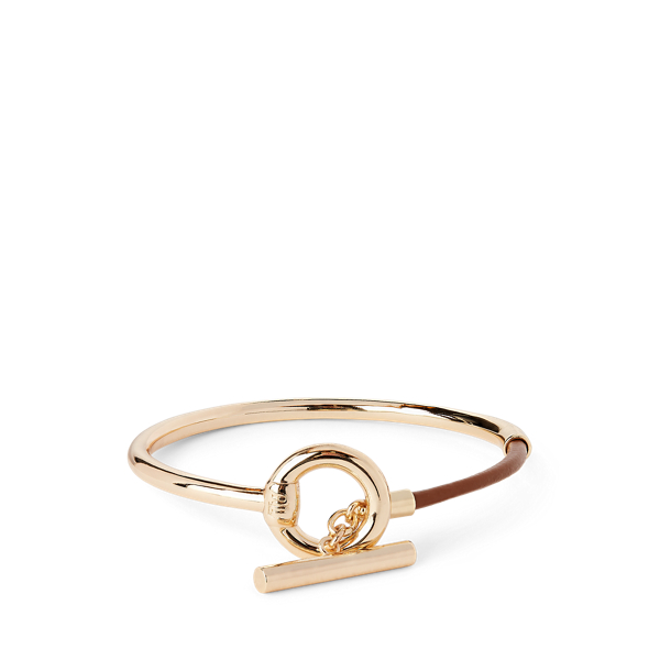 Gold-Tone Leather-Wrapped Bangle Lauren em 1