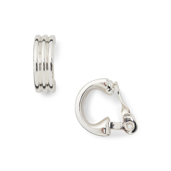 Silver Silver-Tone Clip-On Hoop Earrings Lauren 2