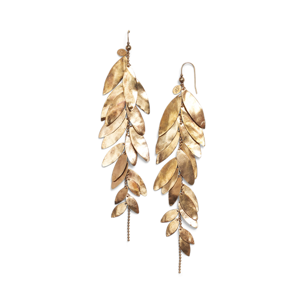 Brass Slim Gold-Plated Leaf Earrings Ralph Lauren Collection 2