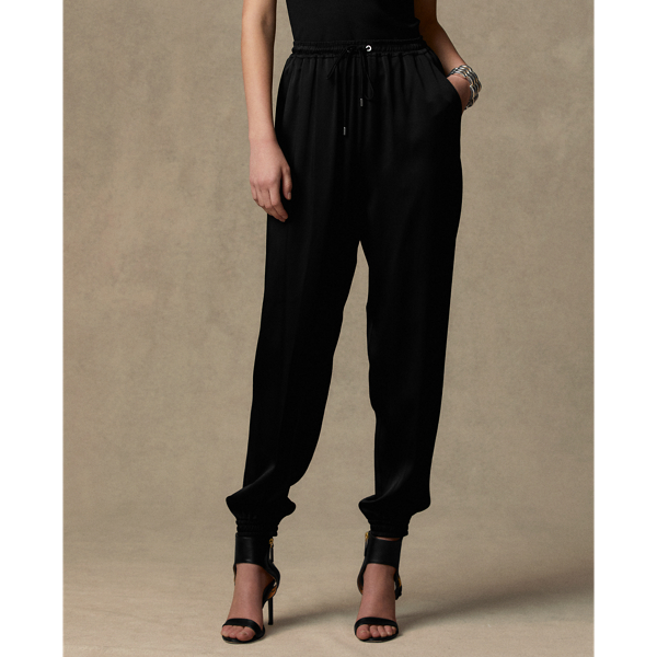 Myles Crepe-Back Satin Pant Ralph Lauren Collection em Black 4