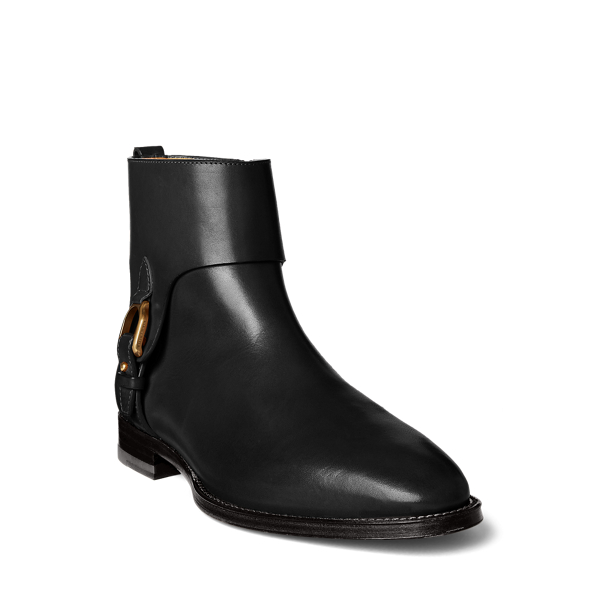 Ralph Lauren Collection Reanne バーニッシュド カーフスキン スティラップ ブーティ ブラック 2