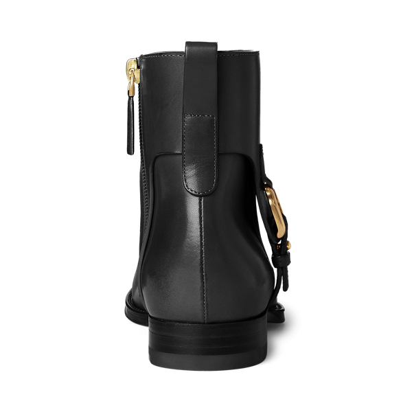 Ralph Lauren Collection Reanne バーニッシュド カーフスキン スティラップ ブーティ ブラック 3