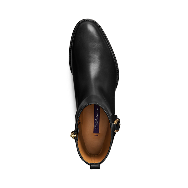 Ralph Lauren Collection Reanne バーニッシュド カーフスキン スティラップ ブーティ ブラック 4
