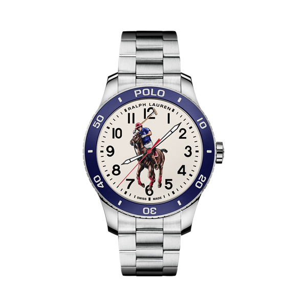 Reloj Polo bisel azul y esfera blanca