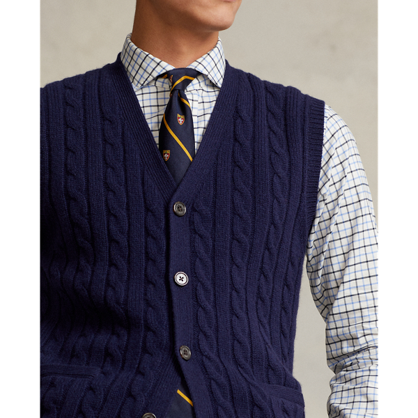 Gilet in lana e cashmere a trecce Polo Ralph Lauren in Blu cacciatore 6