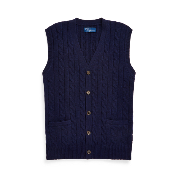 Gilet in lana e cashmere a trecce Polo Ralph Lauren in Blu cacciatore 2