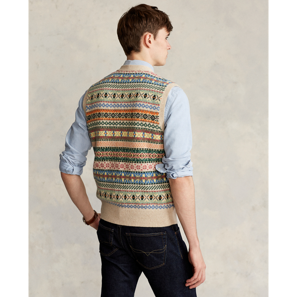 Multi Fair Isle Wool Sweater Vest Polo Ralph Lauren 5