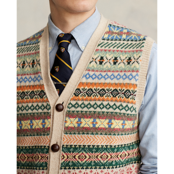 Multi Fair Isle Wool Sweater Vest Polo Ralph Lauren 6