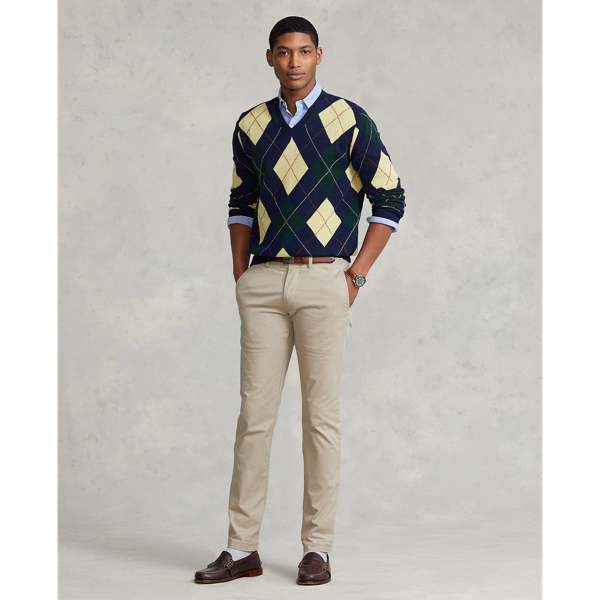 Hunter Navy Multi Suede-Patch Argyle Wool Sweater Polo Ralph Lauren 4