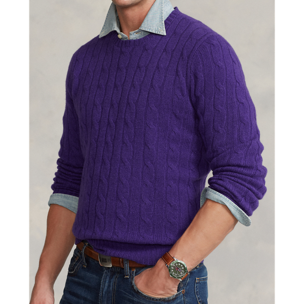Violet Heather Cable-Knit Cashmere Jumper Polo Ralph Lauren 6