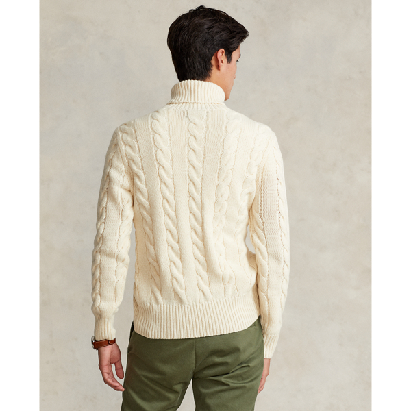 Pull torsad&eacute; en laine et cachemire Polo Ralph Lauren en Cr&egrave;me Andover 5