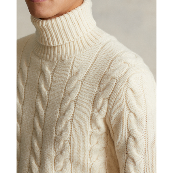 Pull torsad&eacute; en laine et cachemire Polo Ralph Lauren en Cr&egrave;me Andover 6