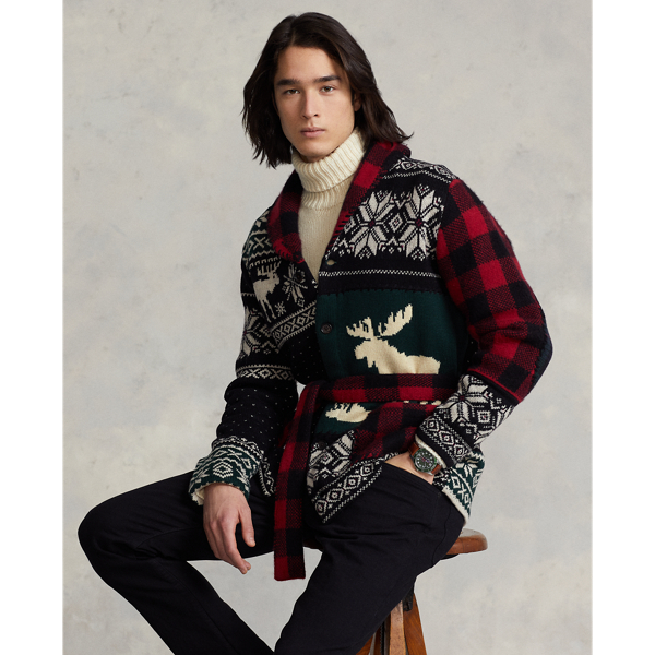 Patchwork Wool Cardigan for Men Ralph Lauren IN