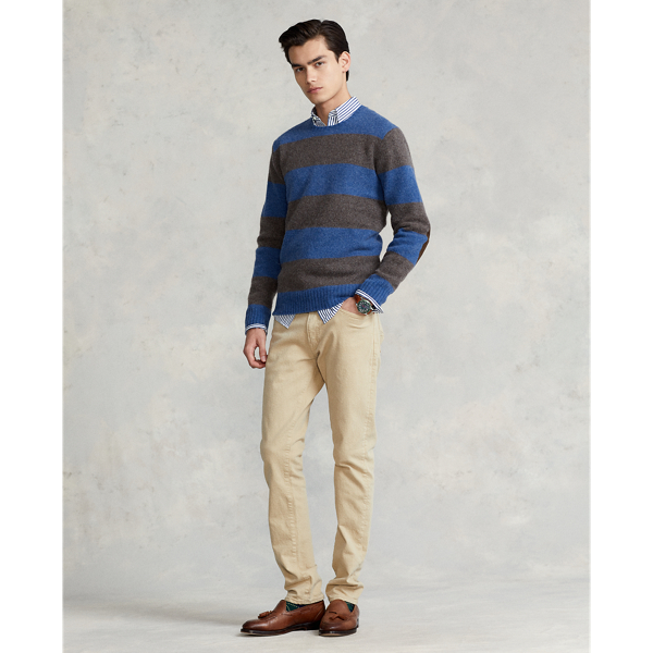 Wolle-Kaschmir-Pullover mit Wildleder Polo Ralph Lauren in Blau/Braun 4