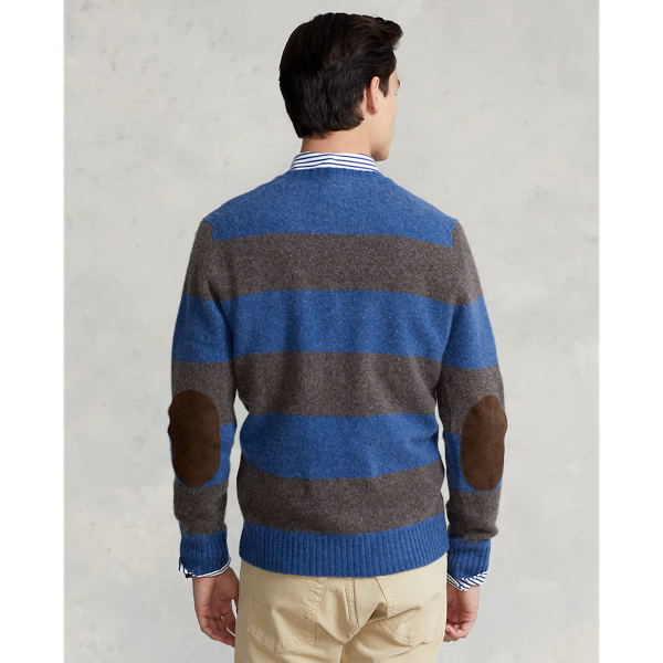 Wolle-Kaschmir-Pullover mit Wildleder Polo Ralph Lauren in Blau/Braun 5