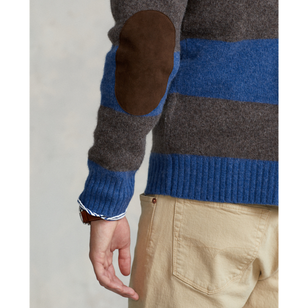 Wolle-Kaschmir-Pullover mit Wildleder Polo Ralph Lauren in Blau/Braun 6