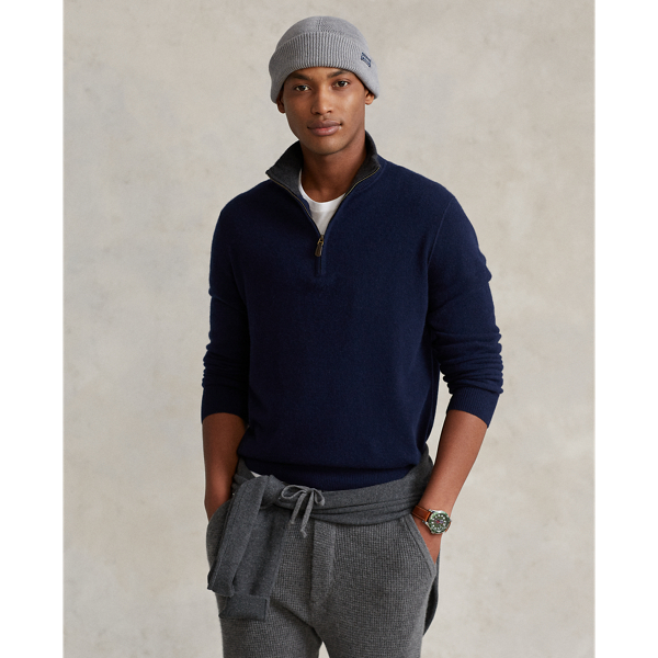 Hunter Navy Washable Cashmere Mockneck Sweater Polo Ralph Lauren 7