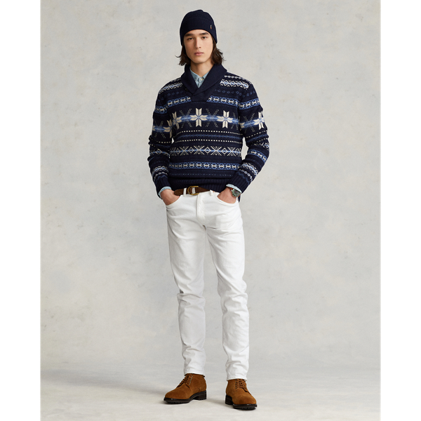 Navy Multi Snowflake Wool Shawl Jumper Polo Ralph Lauren 4