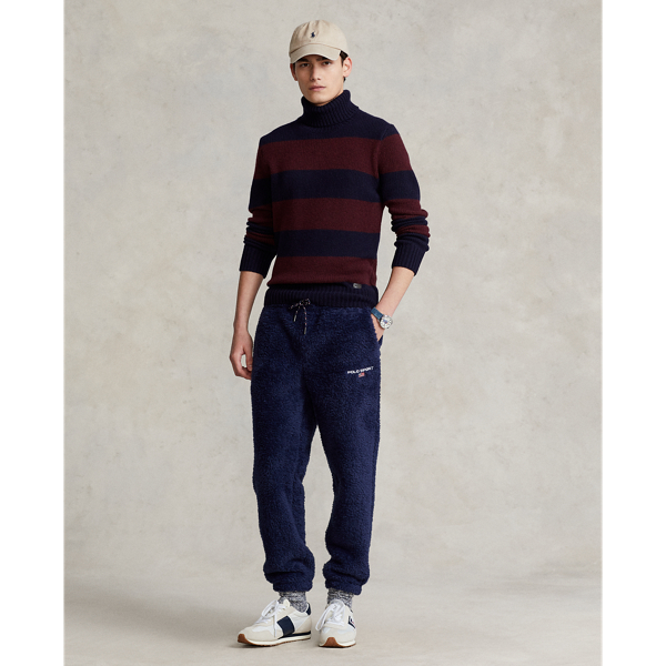 Striped Wool Turtleneck Sweater Polo Ralph Lauren em Aged Wine Heather/Navy Bl 4