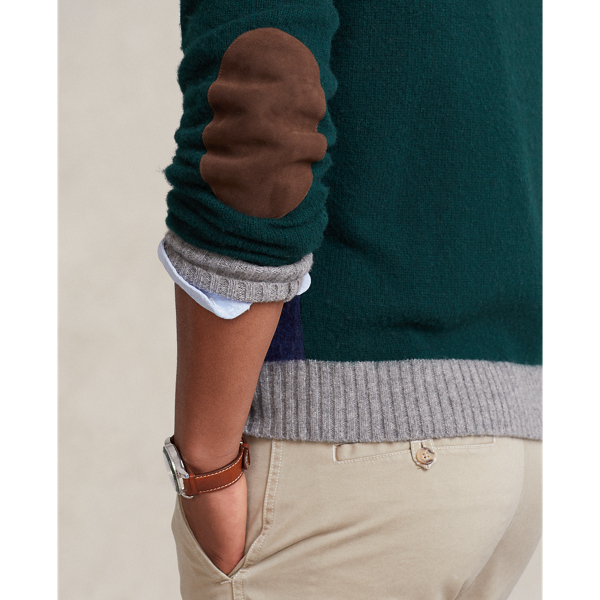 Wolle-Kaschmir-Pullover mit Wildleder Polo Ralph Lauren in Fr&uuml;hlings-Navy mel./multi 6