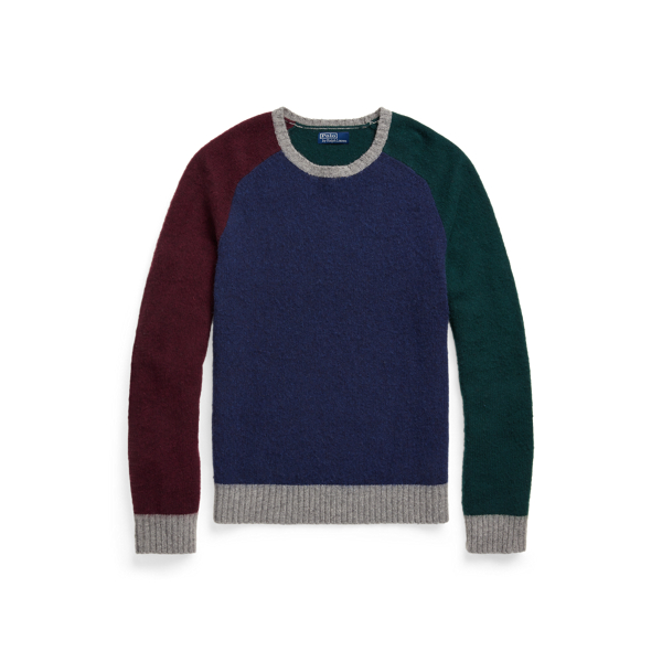 Wolle-Kaschmir-Pullover mit Wildleder Polo Ralph Lauren in Fr&uuml;hlings-Navy mel./multi 2