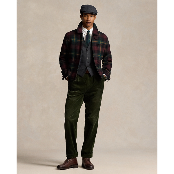 Litchfield Green/Burgndy Plaid Tweed Newsboy Jacket Polo Ralph Lauren 4