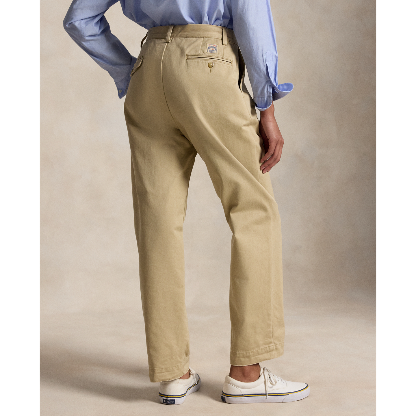 Мужские брюки Polo Ralph Lauren Whitman Relaxed Fit Pleated Chino, цвет: Хаки — фото 4