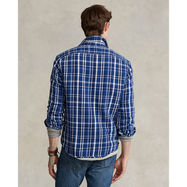 Blue/White Fleece-Lined Flannel Overshirt Polo Ralph Lauren 5