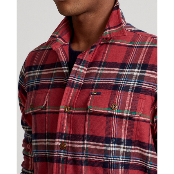 Red/Navy Multi Classic Fit Plaid Performance Workshirt Polo Ralph Lauren 6