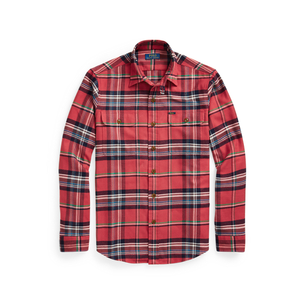 Red/Navy Multi Classic Fit Plaid Performance Workshirt Polo Ralph Lauren 2