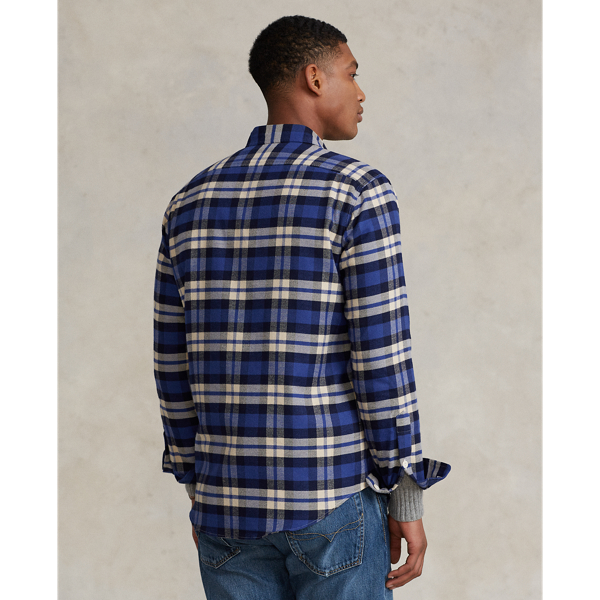 Blue/White Multi Classic Fit Plaid Performance Workshirt Polo Ralph Lauren 5